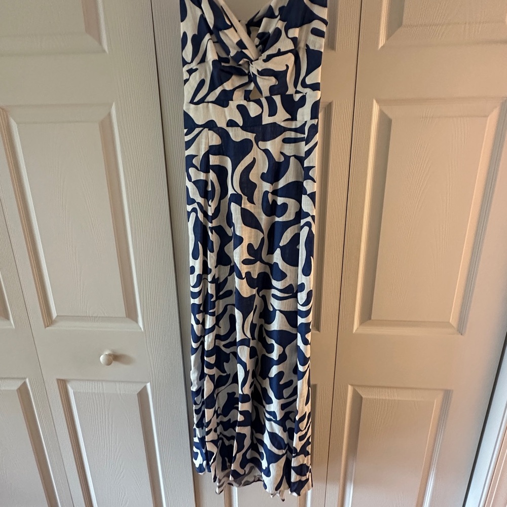 MSK Navy and White Abstract Dress